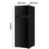 Heinner HF-H2206BKE++ open deuren met gevuld interieur, bevriezer boven en koelkast beneden