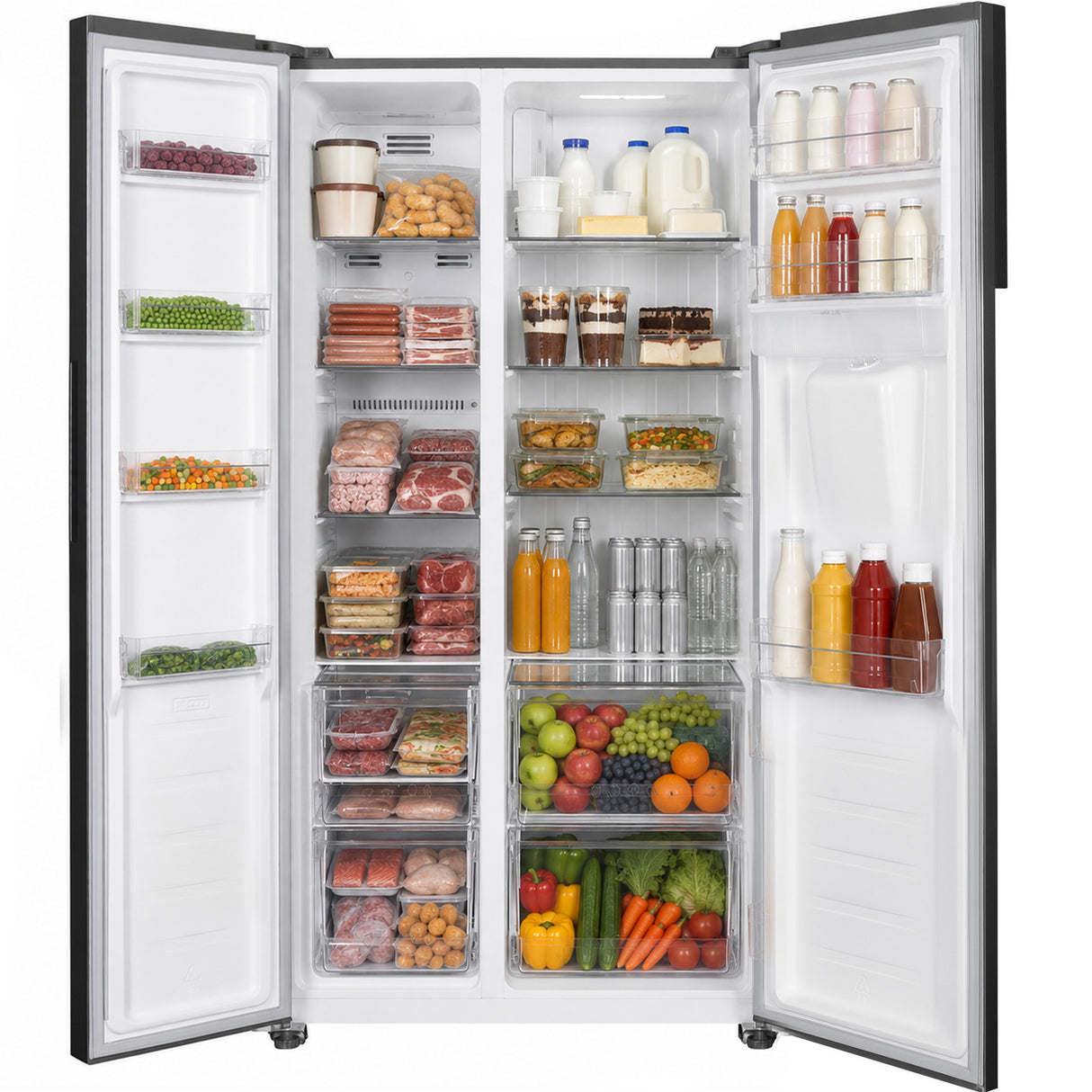 Frigo américain Heinner HSBS-H439NFXWDE – 439L – distributeur d’eau – no-frost – classe énergétique E