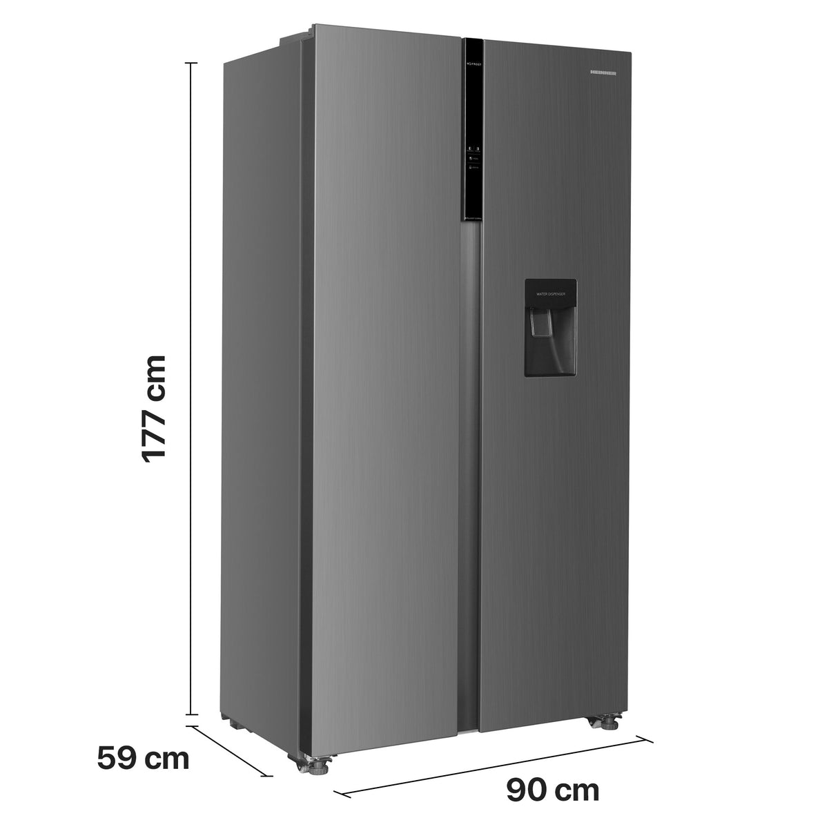 Frigo américain Heinner HSBS-H439NFXWDE – 439L – distributeur d’eau – no-frost – classe énergétique E