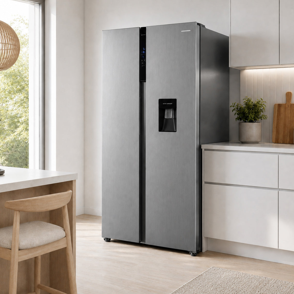 Frigo américain Heinner HSBS-H439NFXWDE – 439L – distributeur d’eau – no-frost – classe énergétique E