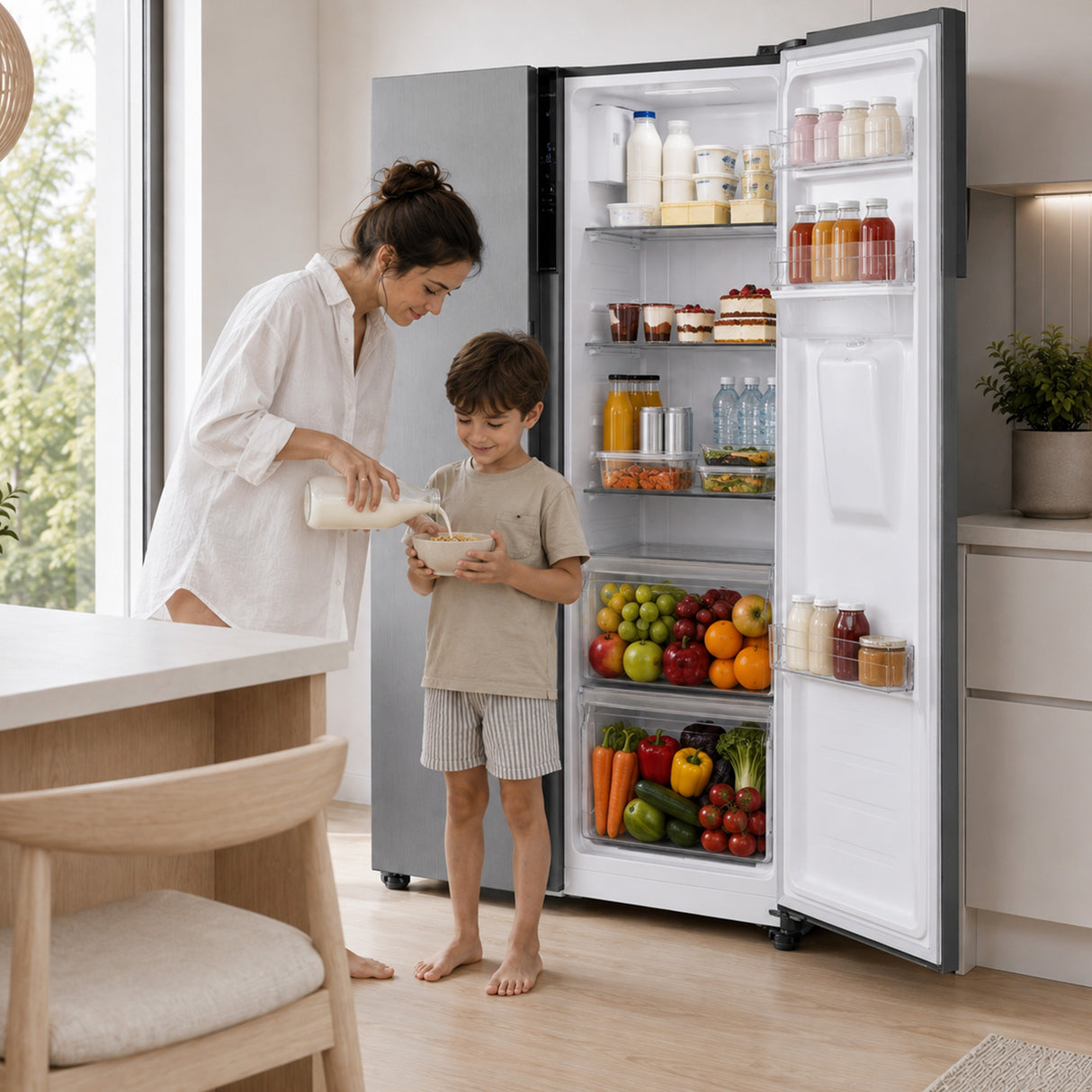 Frigo américain Heinner HSBS-H439NFXWDE – 439L – distributeur d’eau – no-frost – classe énergétique E