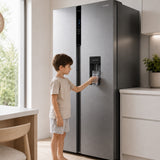 Frigo américain Heinner HSBS-H439NFXWDE – 439L – distributeur d’eau – no-frost – classe énergétique E
