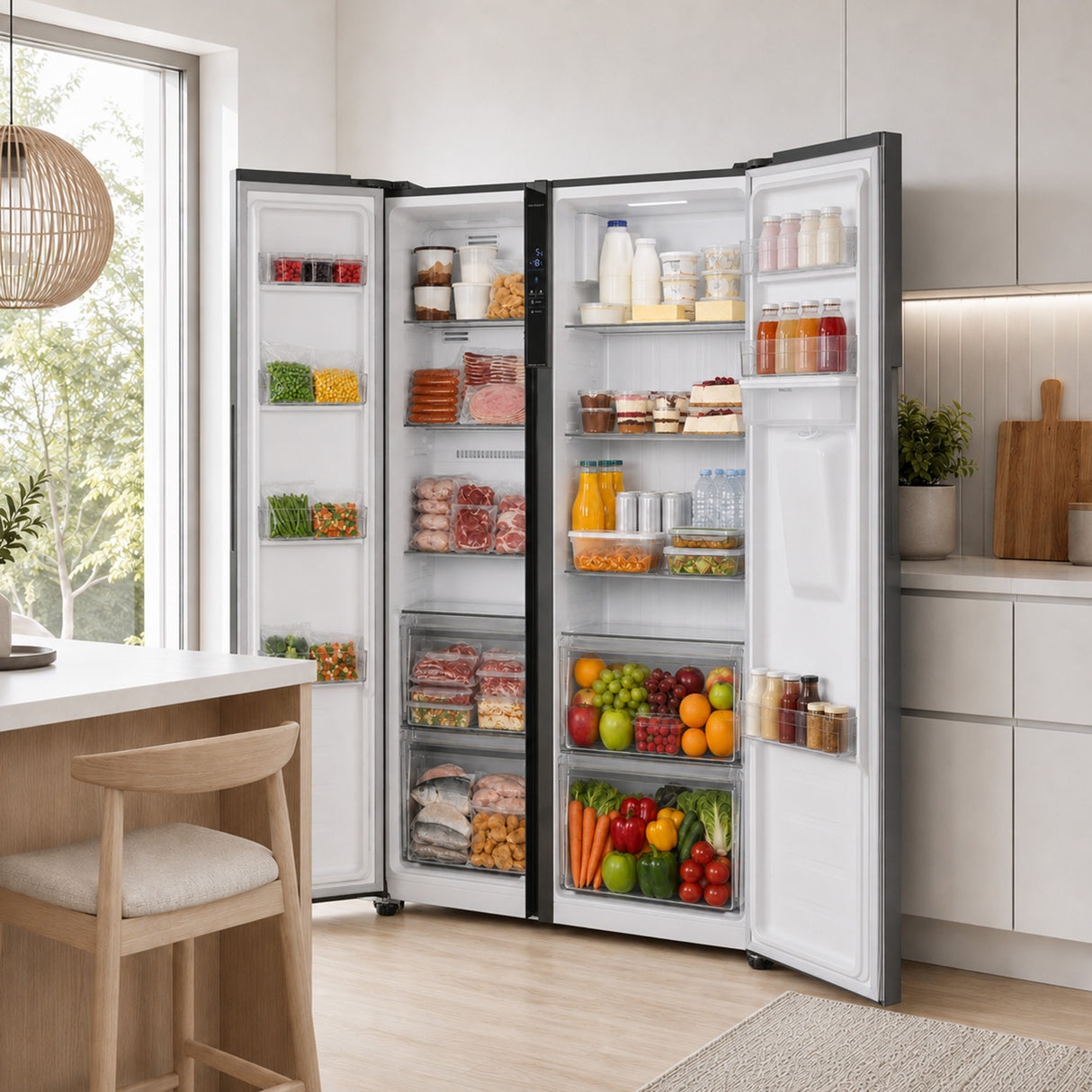 Frigo américain Heinner HSBS-H439NFXWDE – 439L – distributeur d’eau – no-frost – classe énergétique E