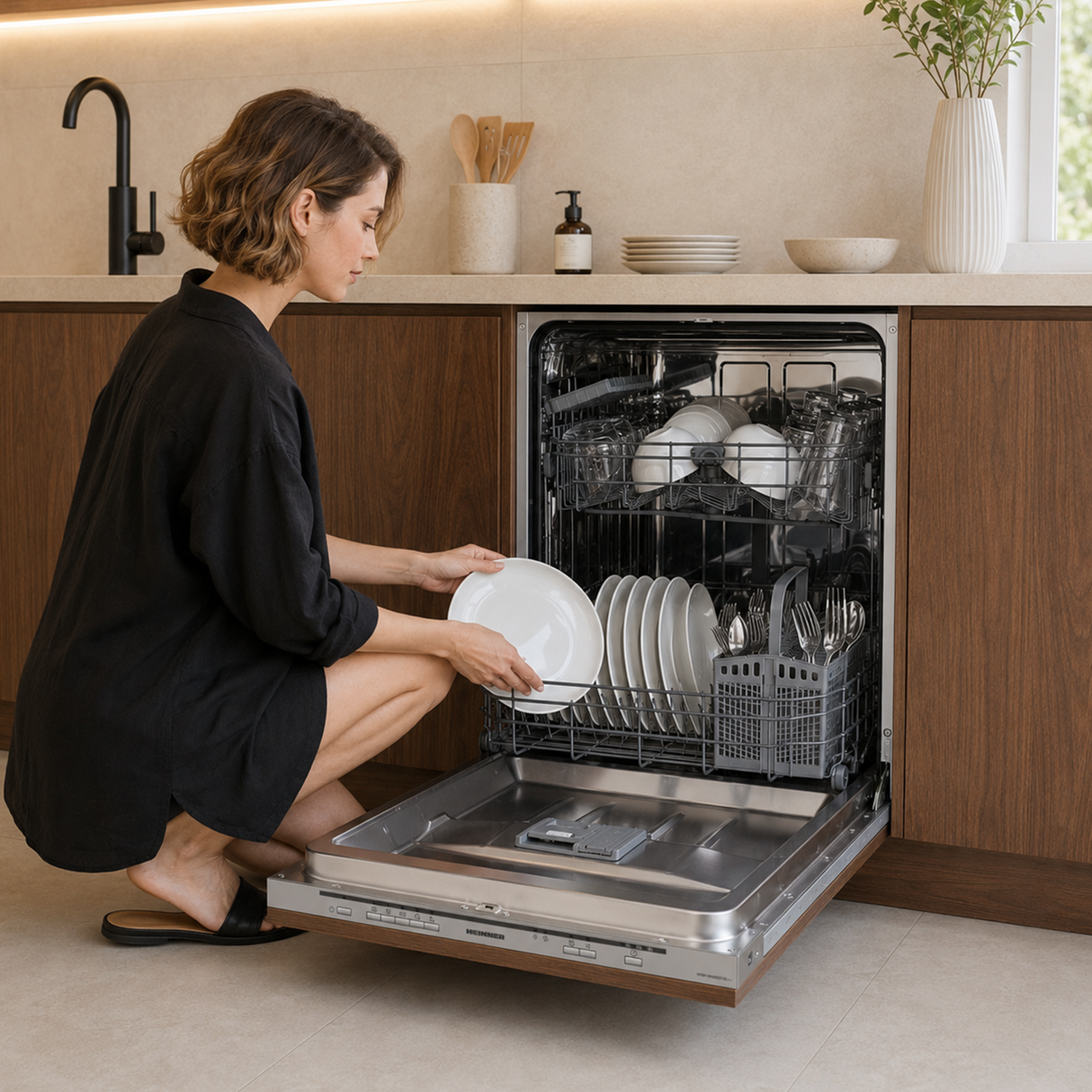 Lave-vaisselle encastrable Heinner HDW-BIM60514E – 60 cm – 14 couverts – classe énergétique E – AquaStop