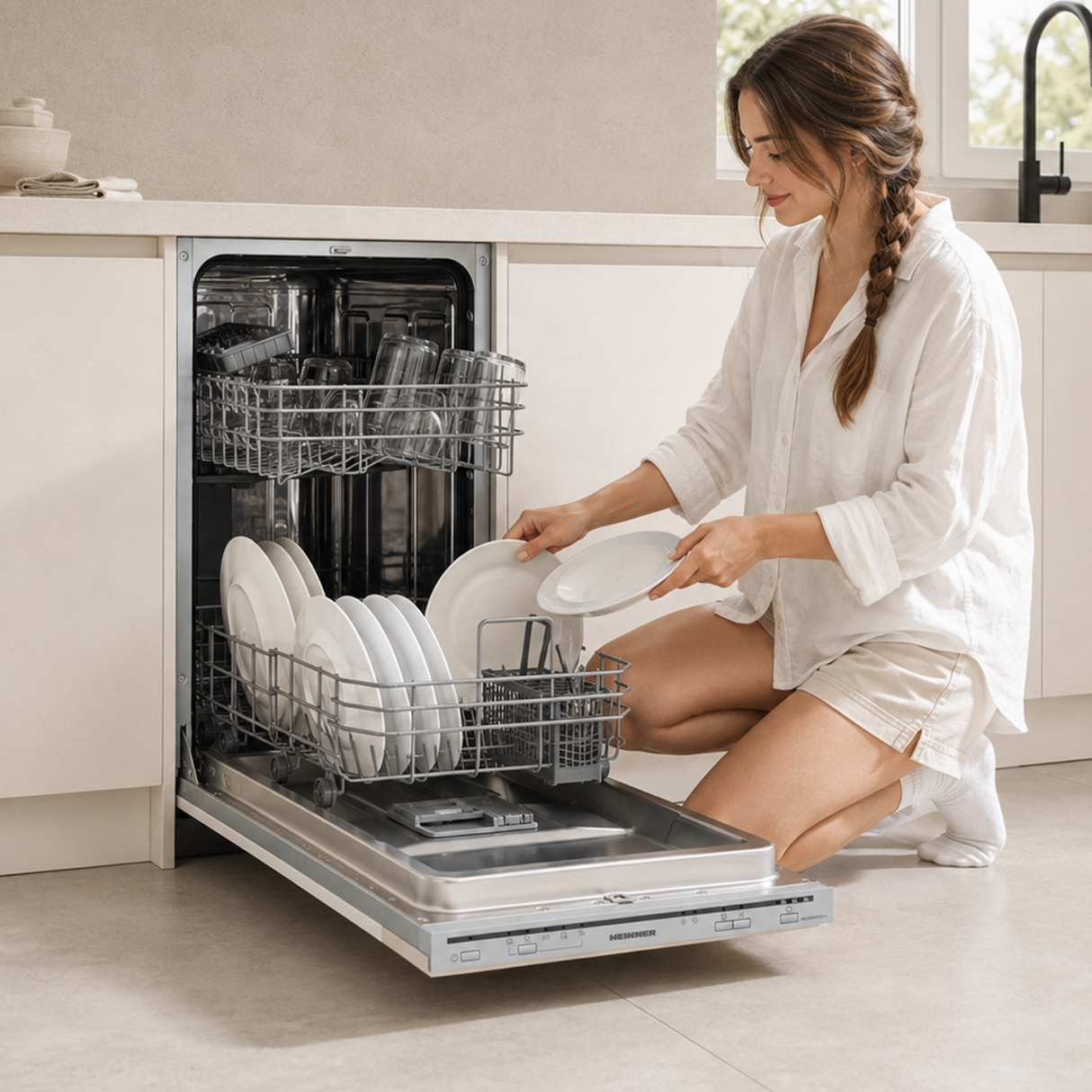 Lave-vaisselle encastrable Heinner HDW-BIM45510E – 14 couverts – AquaStop – classe énergétique E
