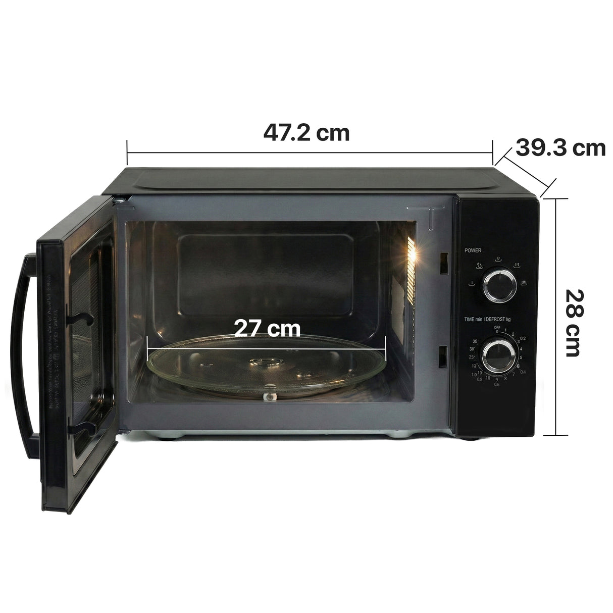 Micro-ondes Heinner HMW-MD25MBK – 25 litres – 800 W – 5 niveaux de puissance – noir