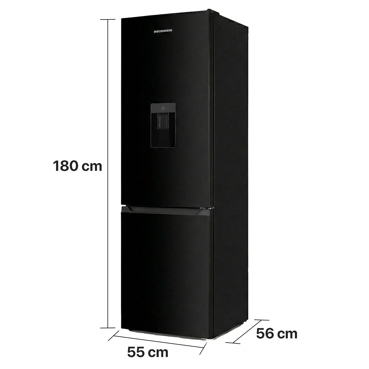 Heinner HC‑HM260BKWDE++ Koel-vriescombinatie 260 L – Waterdispenser