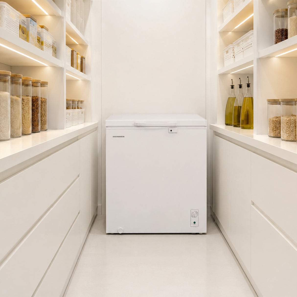 Congélateur coffre Heinner HCF-M198INVCE – 198 litres – convertible – moteur inverter – classe énergétique E