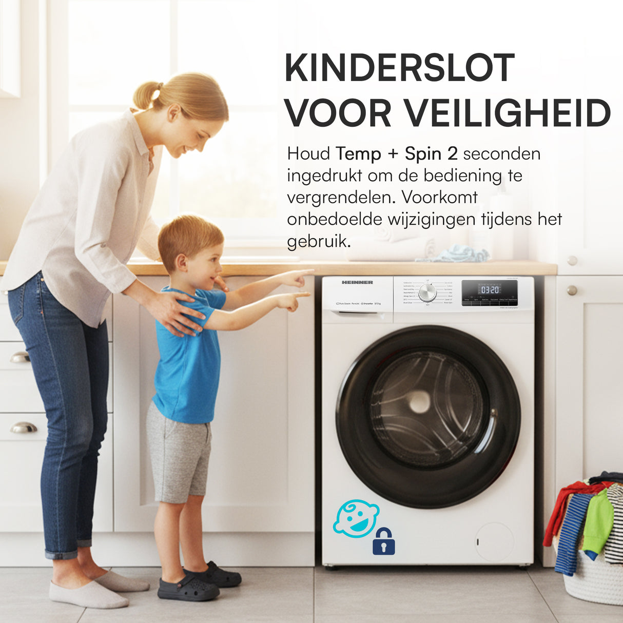 Heinner HWDM-H9614A Was-droogcombinatie 9/6 kg – 1400 RPM – Inverter Motor – Energieklasse A/D