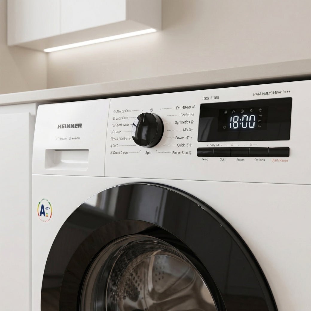 Heinner HWM-HME1014IVA10+++ Wasmachine 10 kg – 1400 tpm – Inverter – A-10% – Allergy & Baby Steam – Wit – afbeelding 8