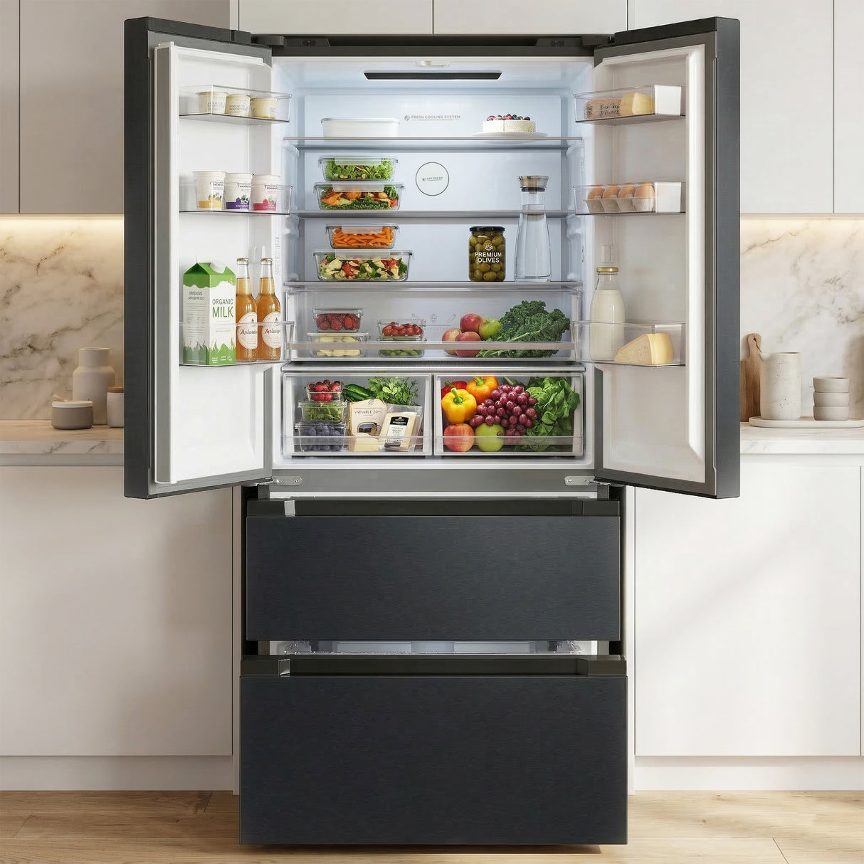 Heinner HCFD-M516INVHDXE++ French Door Amerikaanse Koelkast – 516 L – No Frost