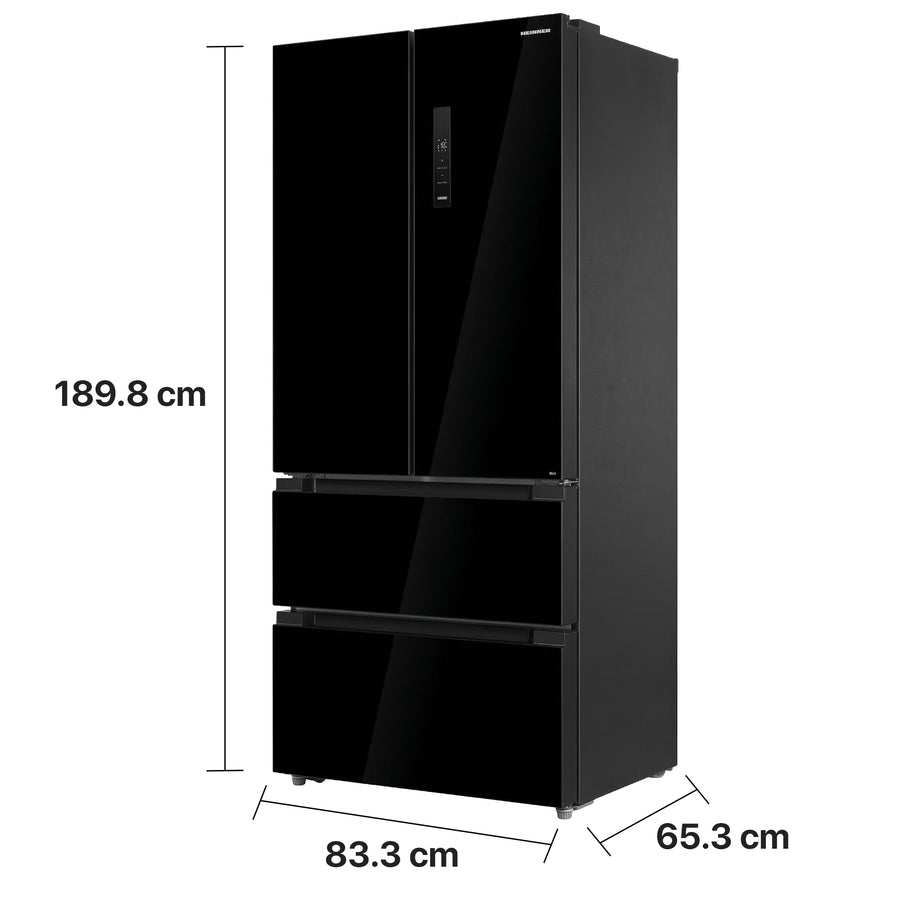 Heinner French Door American Fridge Freezer HCFD-M516INVHGBKE – 516 L – No Frost – black – dimension drawing