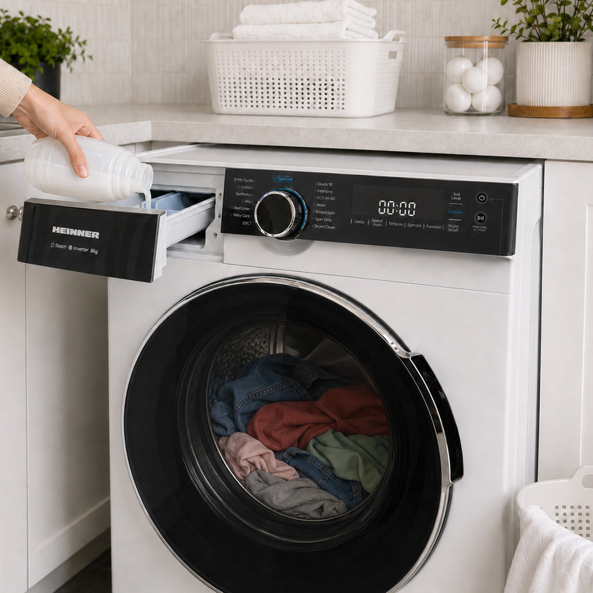 Machine à laver Heinner HWM-M814IVKA – 8 kg – 1400 tours/min – classe énergétique A – blanc
