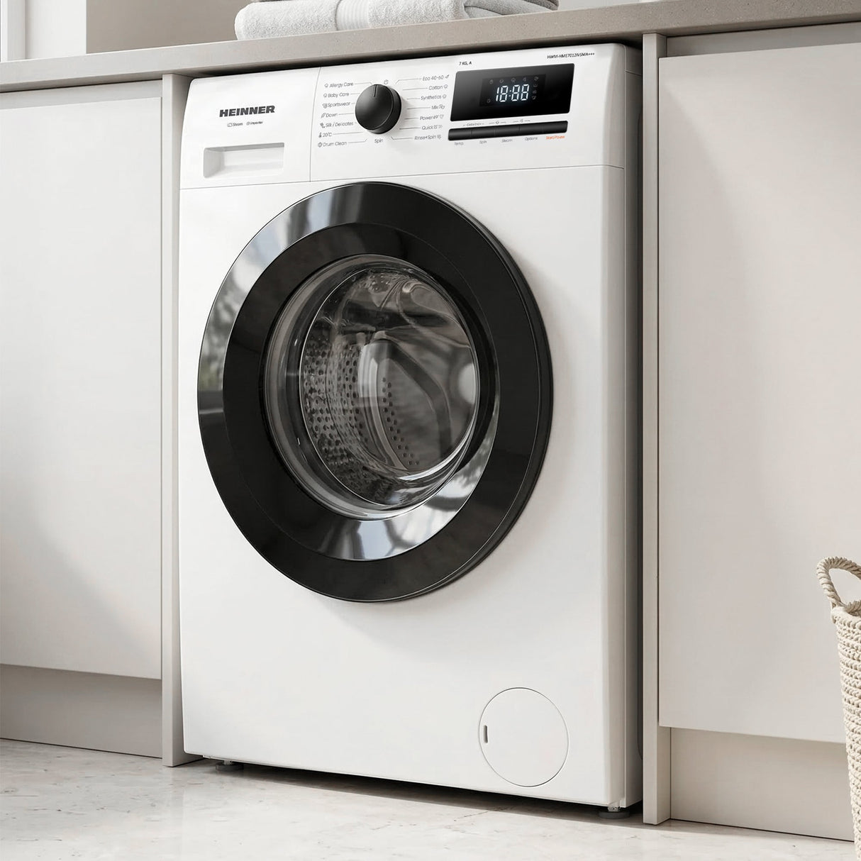 Heinner wasmachine HWM-HME7012IVSMA – 7 kg – 1200 tpm – Inverter Motor – Energielabel A (Tweedekans)