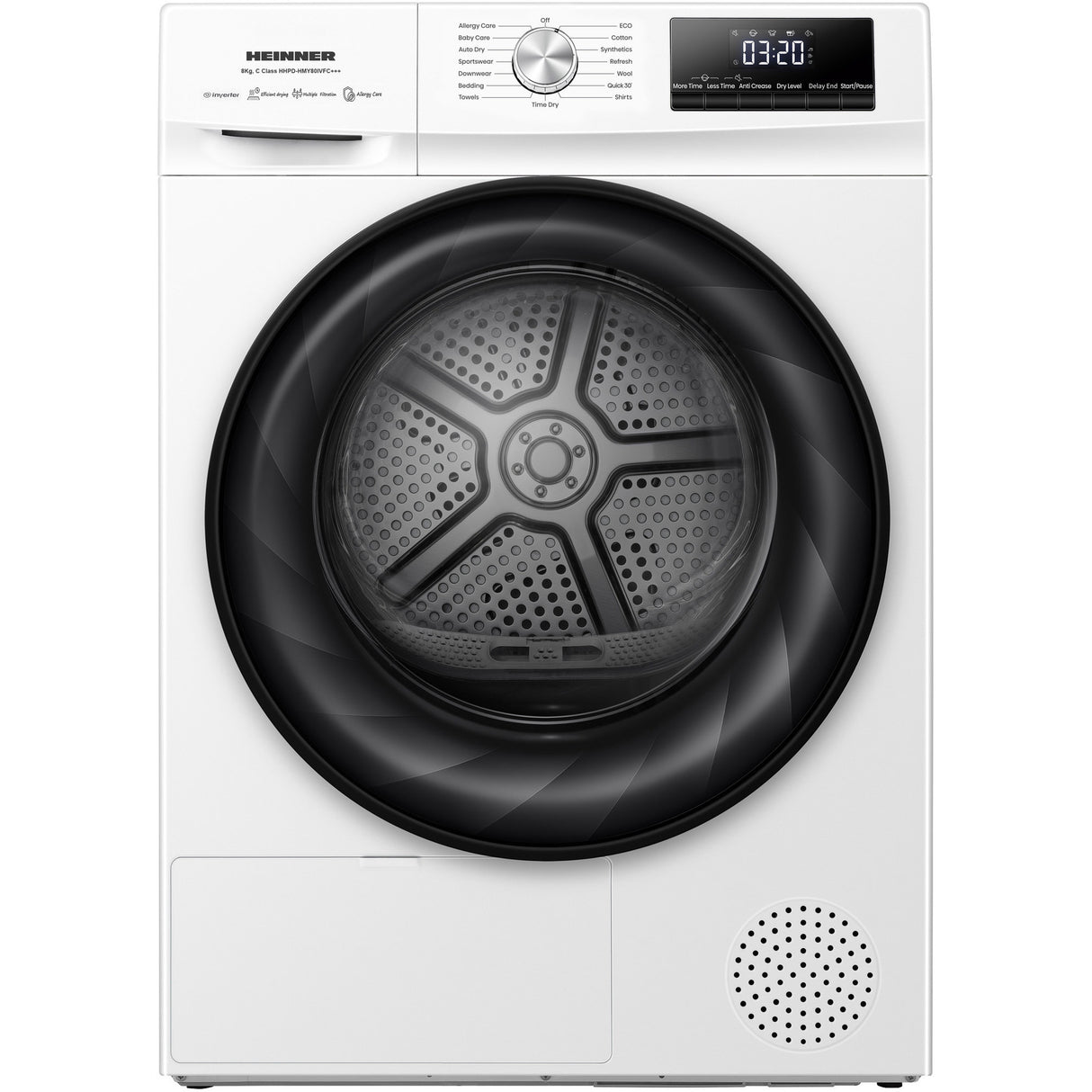 Sèche-linge à pompe à chaleur Heinner HHPD-HMY80IVFC – 8 kg – Inverter – classe énergétique C