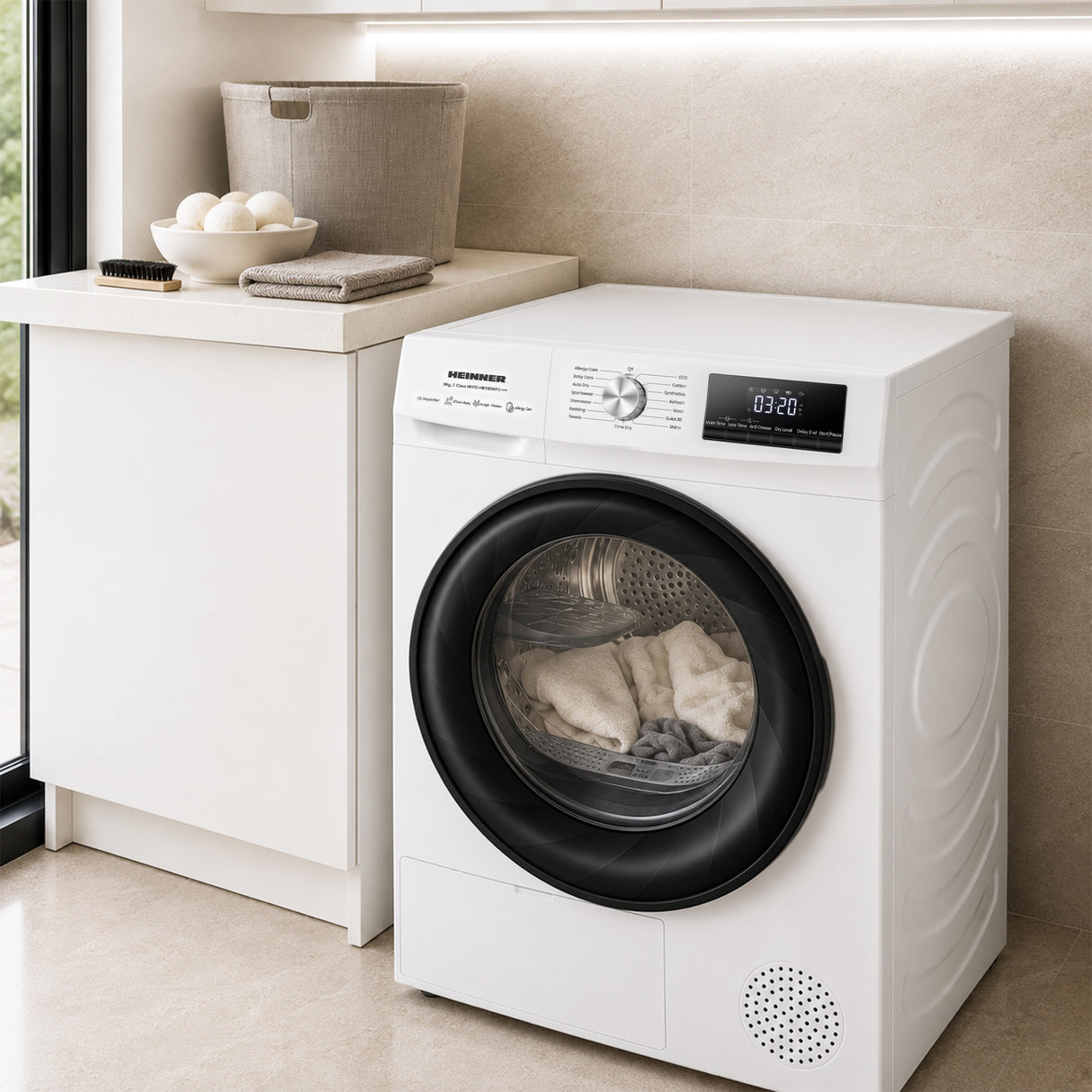 Sèche-linge à pompe à chaleur Heinner HHPD-HMY80IVFC – 8 kg – Inverter – classe énergétique C
