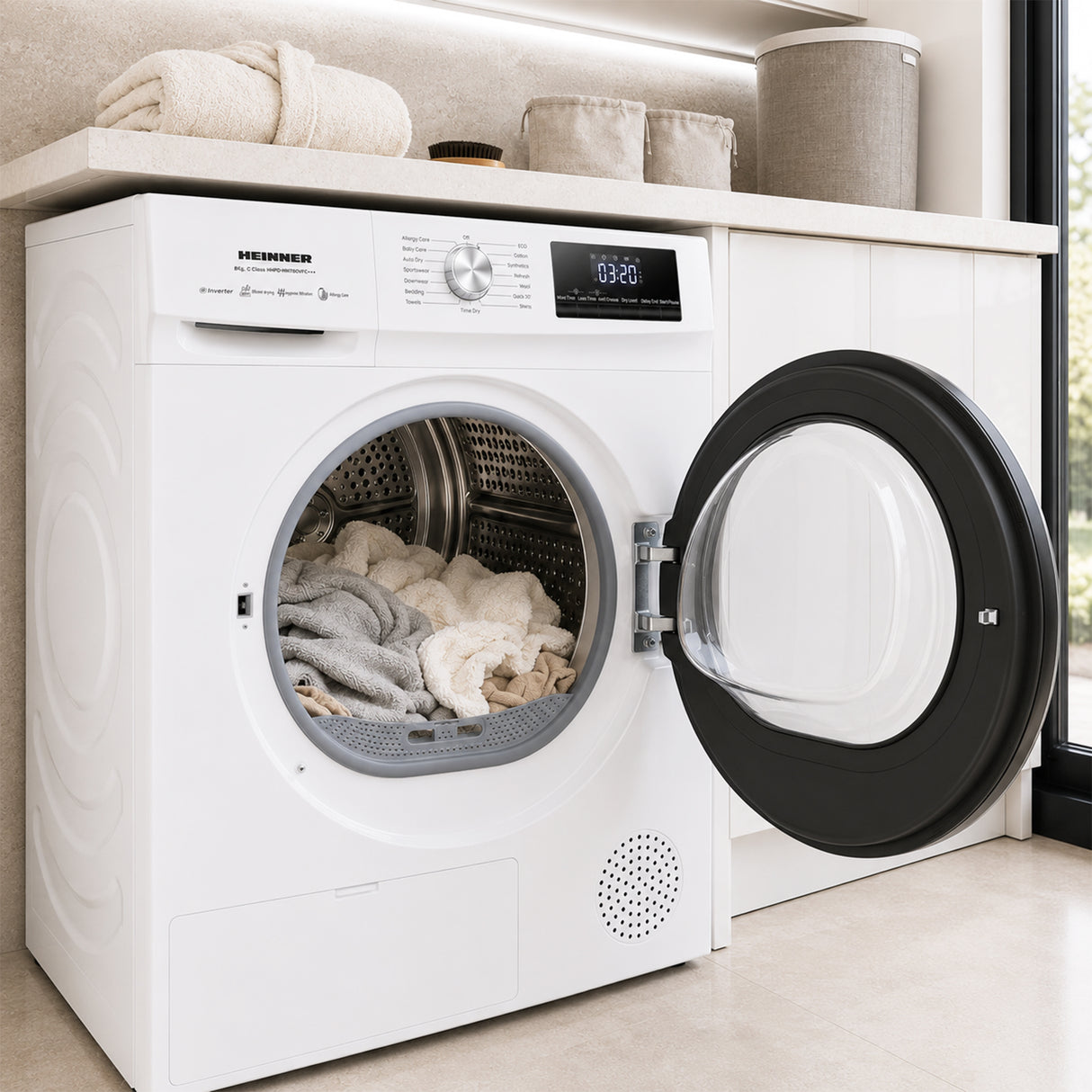 Sèche-linge à pompe à chaleur Heinner HHPD-HMY80IVFC – 8 kg – Inverter – classe énergétique C