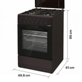 Cuisinière à gaz Heinner HFSC-S60LITGC-BRW – 4 brûleurs – four électrique avec gril