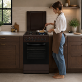 Cuisinière à gaz Heinner HFSC-S60LITGC-BRW – 4 brûleurs – four électrique avec gril