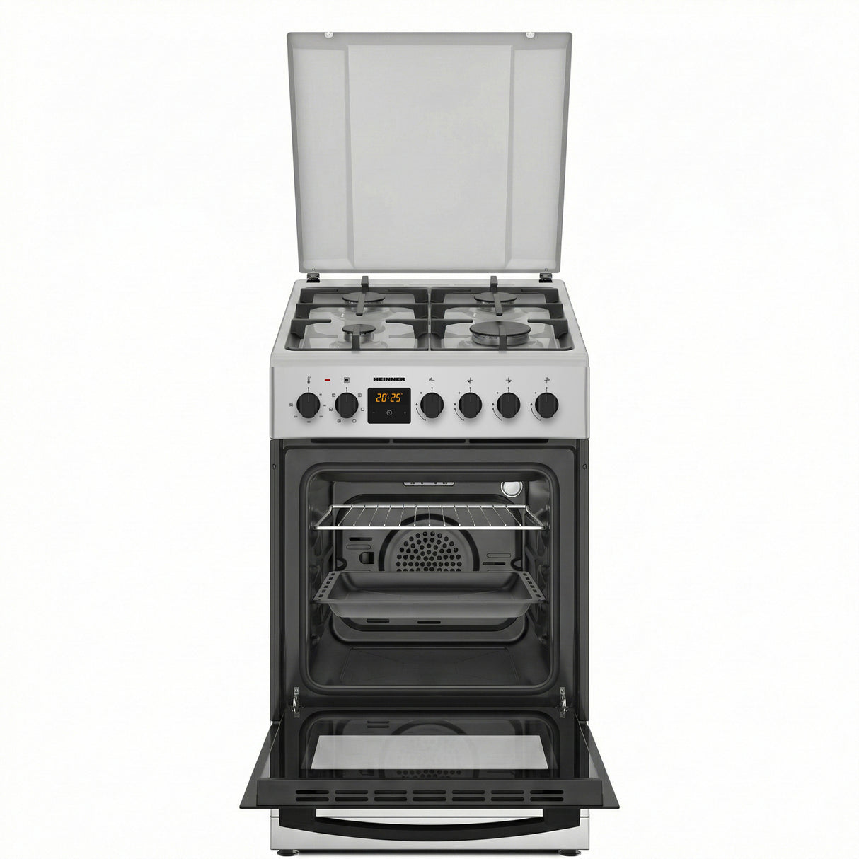 Cuisinière à gaz Heinner HFSC-S65MIXFD-SL – 4 brûleurs – four électrique avec gril