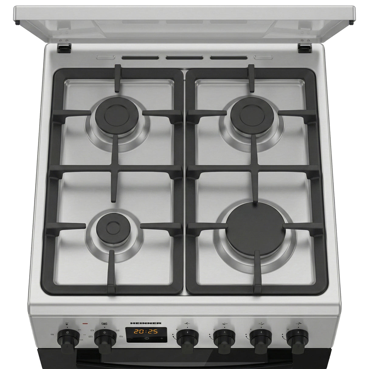 Cuisinière à gaz Heinner HFSC-S65MIXFD-SL – 4 brûleurs – four électrique avec gril