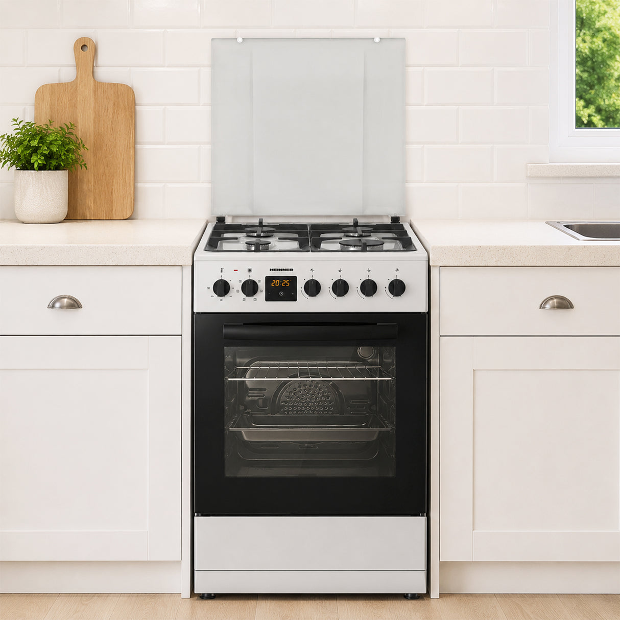 Cuisinière à gaz Heinner HFSC-S65MIXFD-SL – 4 brûleurs – four électrique avec gril