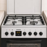 Cuisinière à gaz Heinner HFSC-S65MIXFD-SL – 4 brûleurs – four électrique avec gril