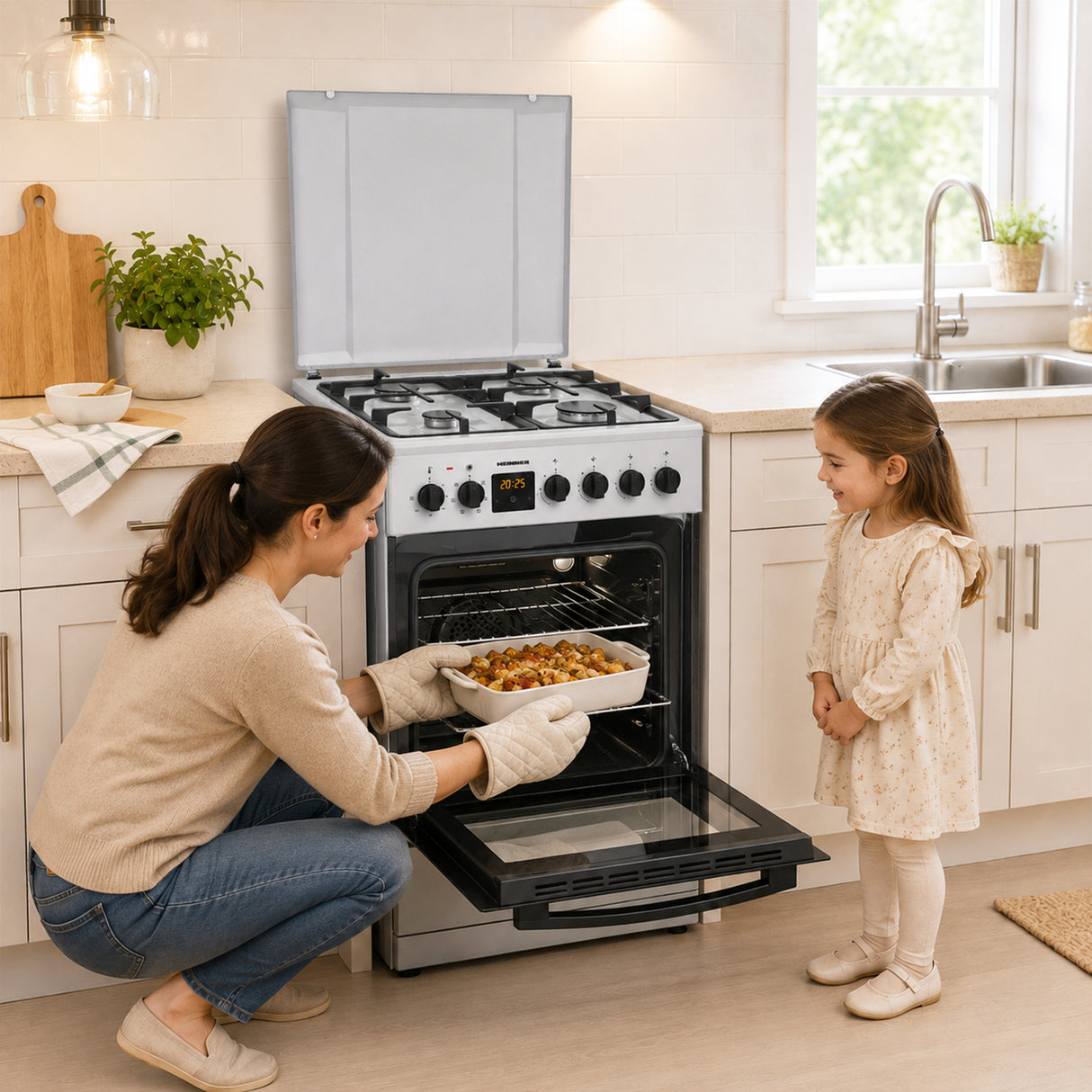Cuisinière à gaz Heinner HFSC-S65MIXFD-SL – 4 brûleurs – four électrique avec gril