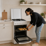 Cuisinière à gaz Heinner HFSC-S65MIXF-WH – 4 brûleurs – four avec 6 fonctions – gril – blanc