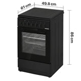 Cuisinière à gaz Heinner HFSC-S60LITGC-BK – 4 brûleurs – four électrique avec gril – noir