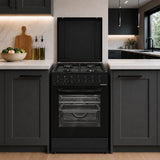 Cuisinière à gaz Heinner HFSC-S60LITGC-BK – 4 brûleurs – four électrique avec gril – noir