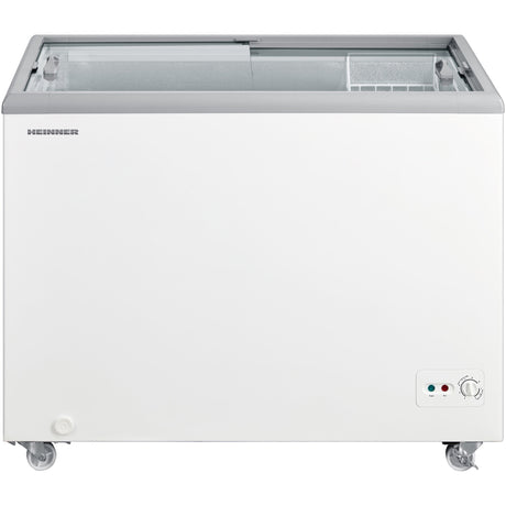 Congélateur/réfrigérateur Heinner HSF-M255WHC – congélateur coffre – 255 L – couvercle en verre – photo du produit