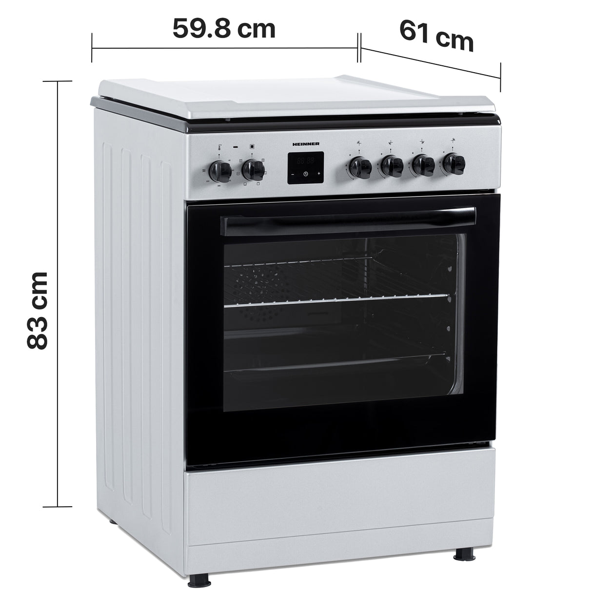 Cuisinière à gaz Heinner HFSC-S66FDC-BIX – 4 Brûleurs – Four 6 Fonctions – Gril