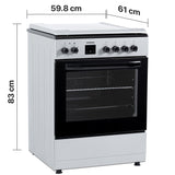 Cuisinière à gaz Heinner HFSC-S66FDC-BIX – 4 Brûleurs – Four 6 Fonctions – Gril