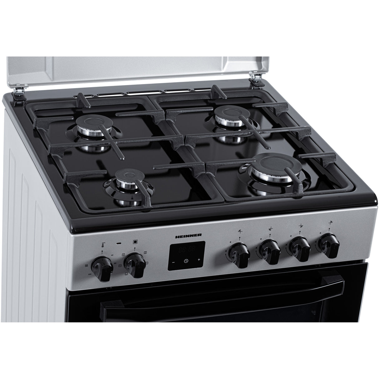 Cuisinière à gaz Heinner HFSC-S66FDC-BIX – 4 Brûleurs – Four 6 Fonctions – Gril