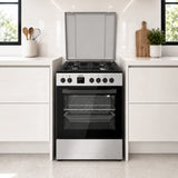 Cuisinière à gaz Heinner HFSC-S66FDC-BIX – 4 Brûleurs – Four 6 Fonctions – Gril
