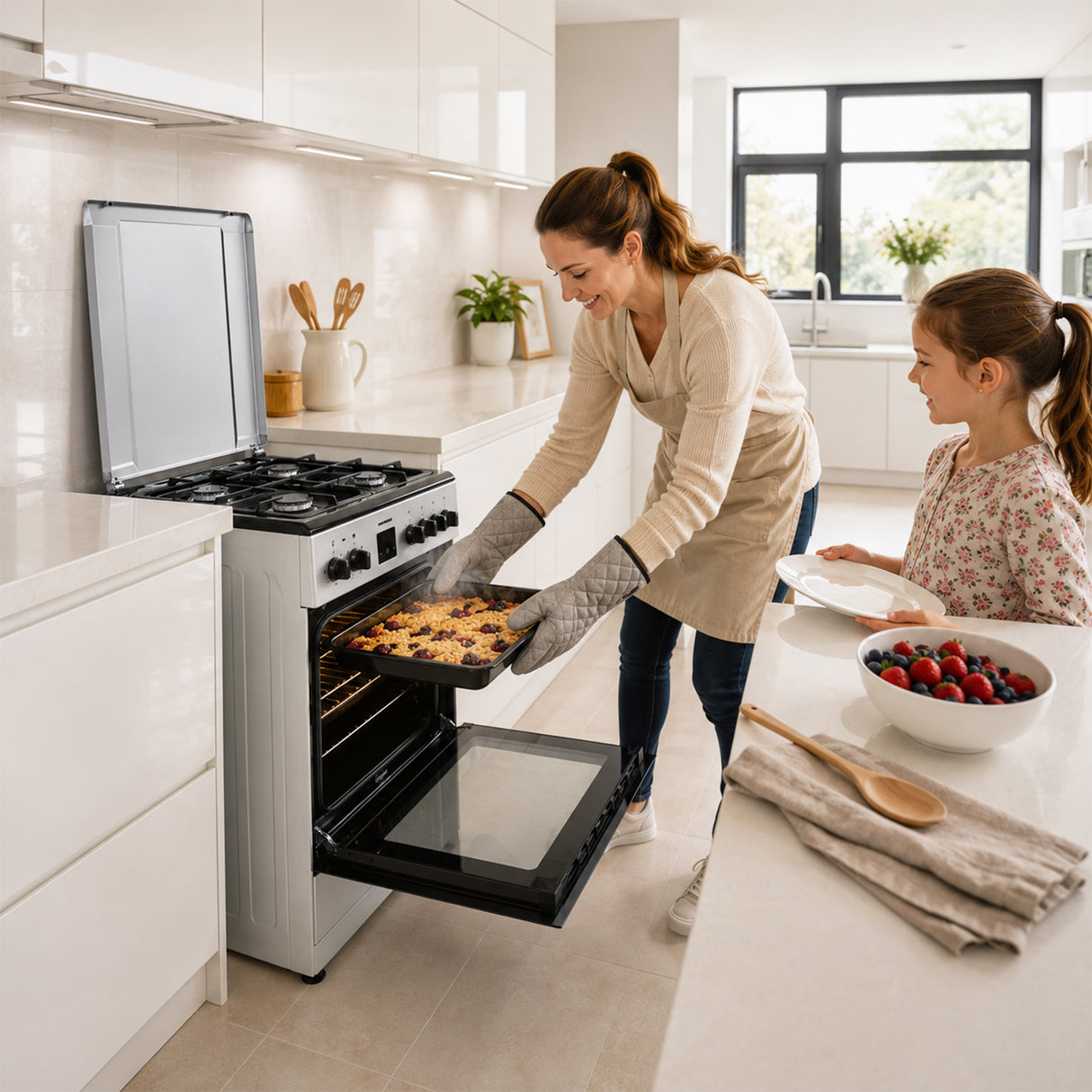 Cuisinière à gaz Heinner HFSC-S66FDC-BIX – 4 Brûleurs – Four 6 Fonctions – Gril