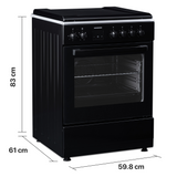 Cuisinière à gaz Heinner HFSC-S66FDCC-IBK – 50 cm – 4 zones de cuisson – four avec 6 fonctions et gril – noir