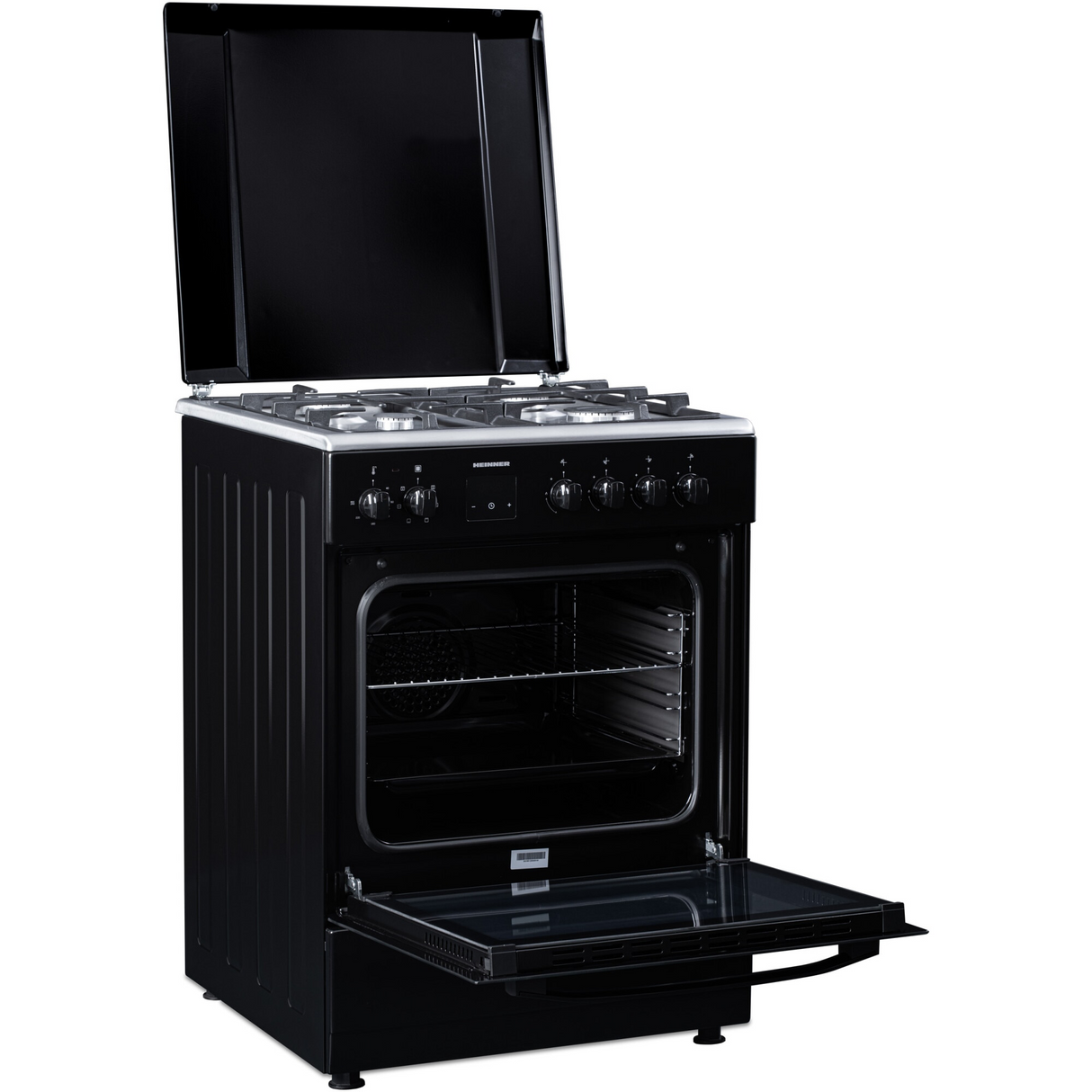 Cuisinière à gaz Heinner HFSC-S66FDCC-IBK – 50 cm – 4 zones de cuisson – four avec 6 fonctions et gril – noir