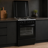 Cuisinière à gaz Heinner HFSC-S66FDCC-IBK – 50 cm – 4 zones de cuisson – four avec 6 fonctions et gril – noir