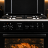 Cuisinière à gaz Heinner HFSC-S66FDCC-IBK – 50 cm – 4 zones de cuisson – four avec 6 fonctions et gril – noir
