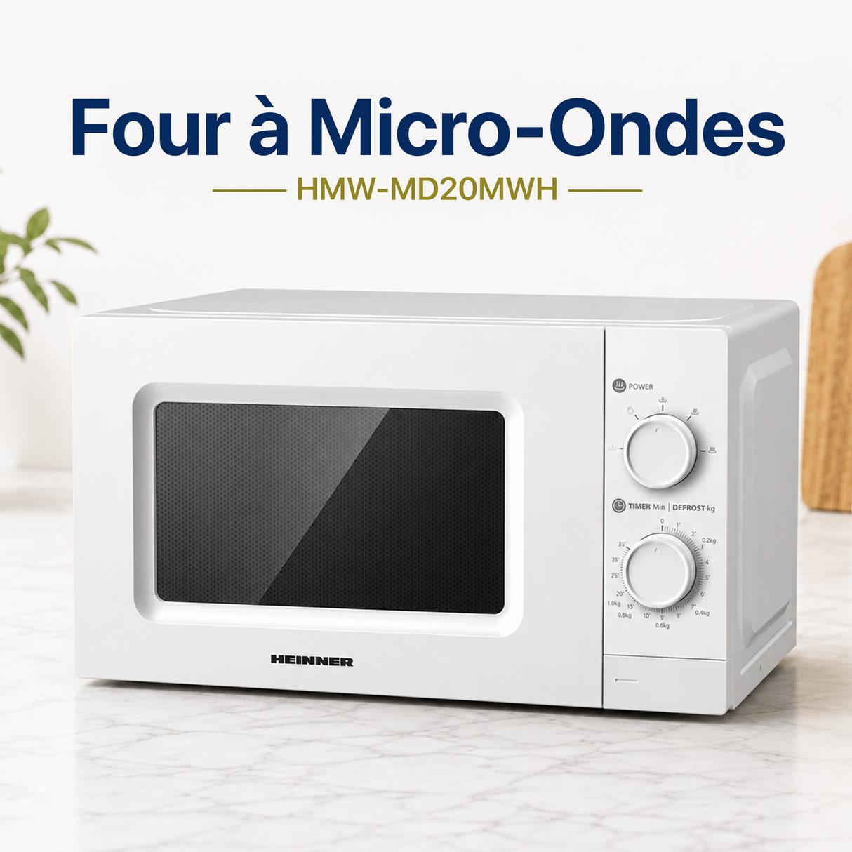 Micro-ondes Heinner HMW-MD20MWH – 20 litres – 700 W – blanc