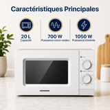 Micro-ondes Heinner HMW-MD20MWH – 20 litres – 700 W – blanc