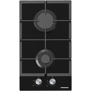Table de cuisson au gaz Heinner HBH-M302FGBK – 30 cm – 2 brûleurs – grilles en fonte – noir