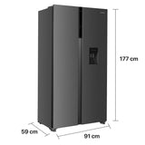 Heinner HSBS-HM439NFINVXWDD Side-by-Side Koelkast 439L No Frost Waterdispenser Inverter  Look