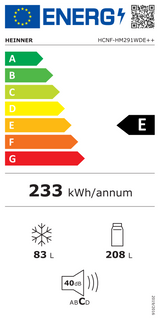 Frigo congélateur Heinner HCNF-HM291WDE – 291 L – No Frost – distributeur d’eau – classe énergétique E