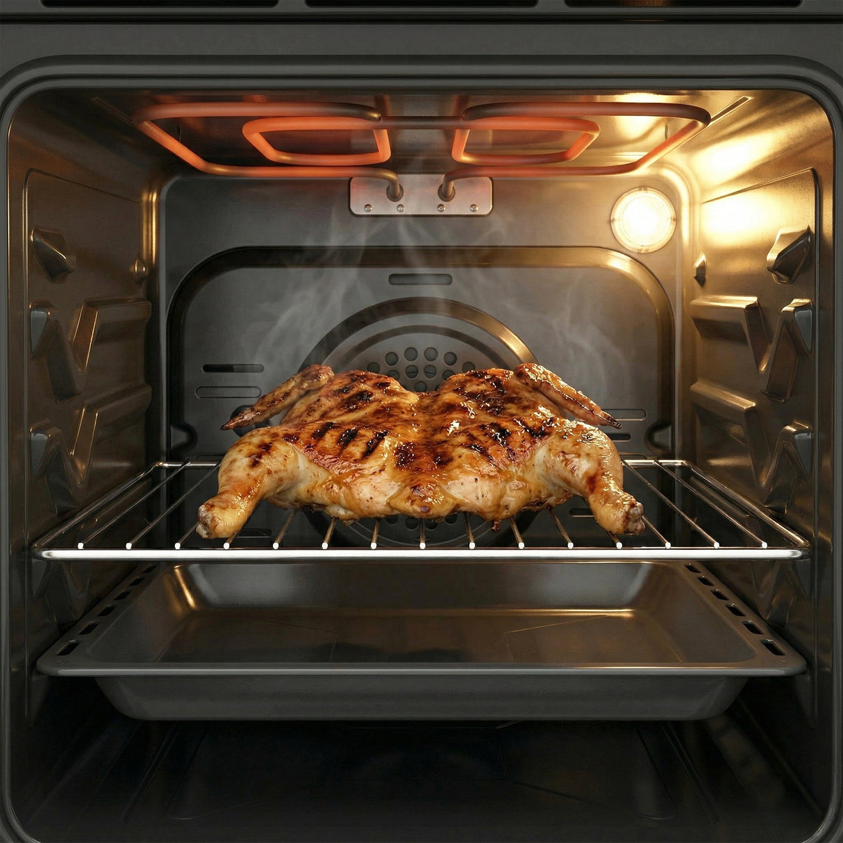 Cuisinière vitrocéramique Heinner HFSC-S56E4VWH – 50 cm – 4 zones de cuisson – four électrique avec gril et ventilation – classe énergétique A – blanc