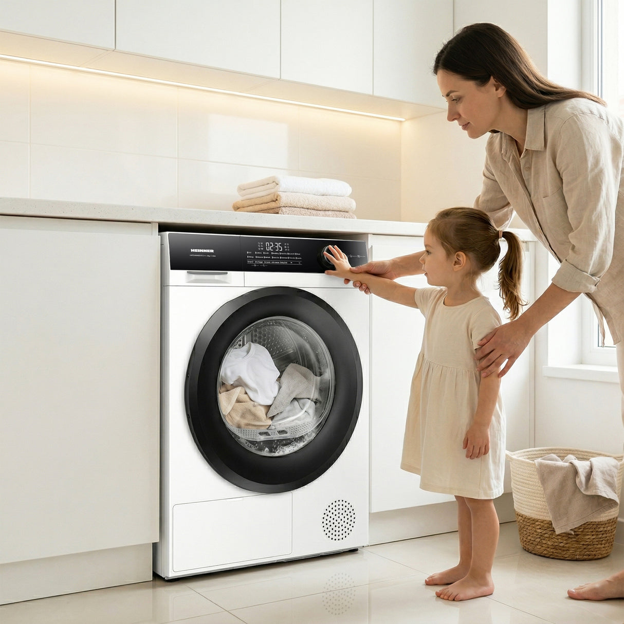 Sèche-linge à pompe à chaleur Heinner HHPD-HMK80IVFC – 8 kg – classe énergétique C – blanc