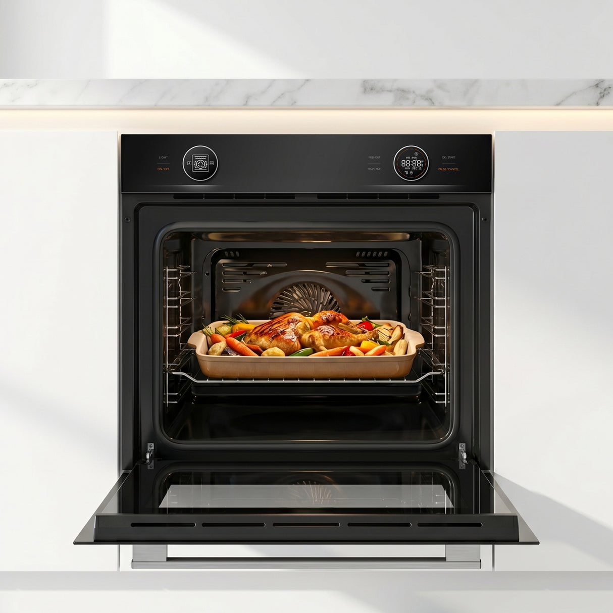 Heinner  HBO-M7210GCDRC-GBK Inbouw Oven 72L Grill Conventioneel Zwart Glas