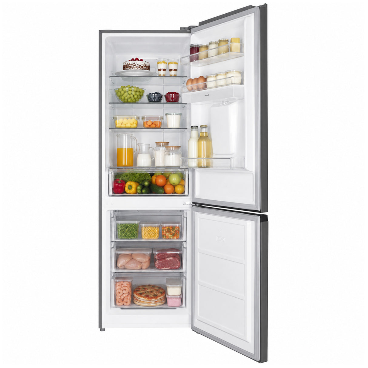 Frigo congélateur Heinner HCNF-HM291INVXWDE – 291 L – No Frost – Inverter – Distributeur d’eau – inox – 5 ans de garantie